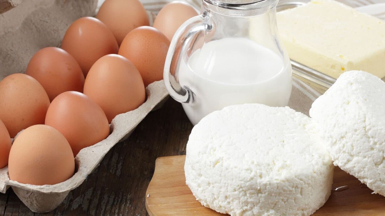 Eier und Milchprodukte für die Potenz.